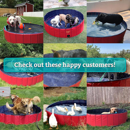 XL Foldable Dog Pool - 60" Width Swimming Pools for Large Dogs, Kiddie Pool & Dog Bath Tub, Non-Slip Scratch Resistant Hard Plastic Shell Dog Pool, Portable Pet Pool for Dogs, Pets & Kids