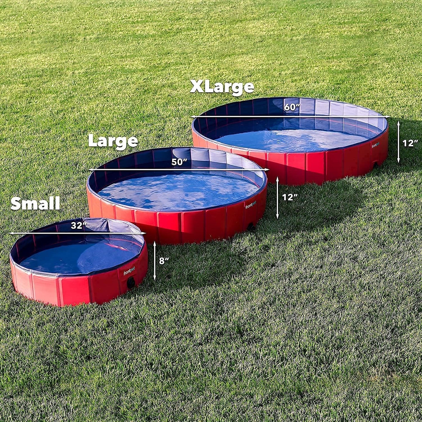 XL Foldable Dog Pool - 60" Width Swimming Pools for Large Dogs, Kiddie Pool & Dog Bath Tub, Non-Slip Scratch Resistant Hard Plastic Shell Dog Pool, Portable Pet Pool for Dogs, Pets & Kids