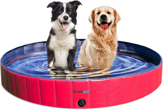 XL Foldable Dog Pool - 60" Width Swimming Pools for Large Dogs, Kiddie Pool & Dog Bath Tub, Non-Slip Scratch Resistant Hard Plastic Shell Dog Pool, Portable Pet Pool for Dogs, Pets & Kids